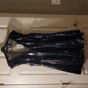 NWT Free People Black Sequined Mini Dress Size Medium